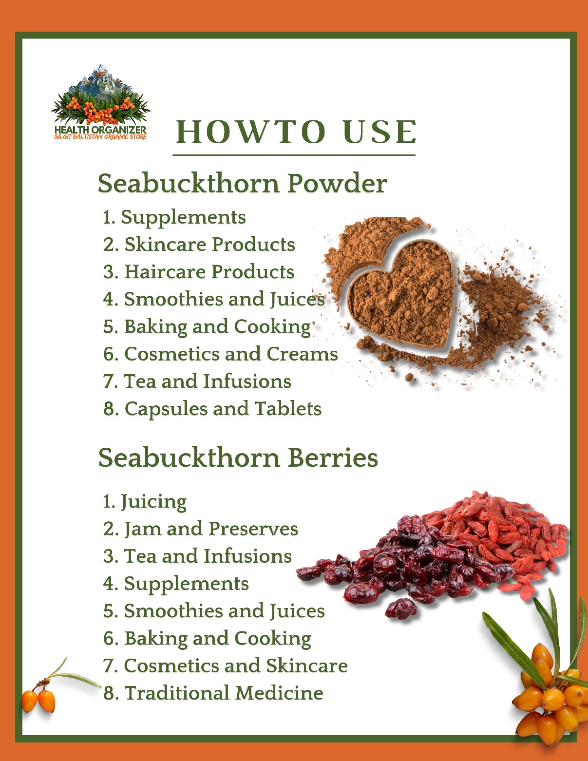 Sea Buckthorn Powder –  | Shop now for a healthy life style, Boosts immunity, Improves eye sight ,Prevents heart disease – 100% pure organic